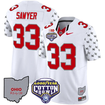 Personalized OSB Cotton Bowl Patch Vapor Limited Jersey - White Limited / Jack Sawyer Stitched