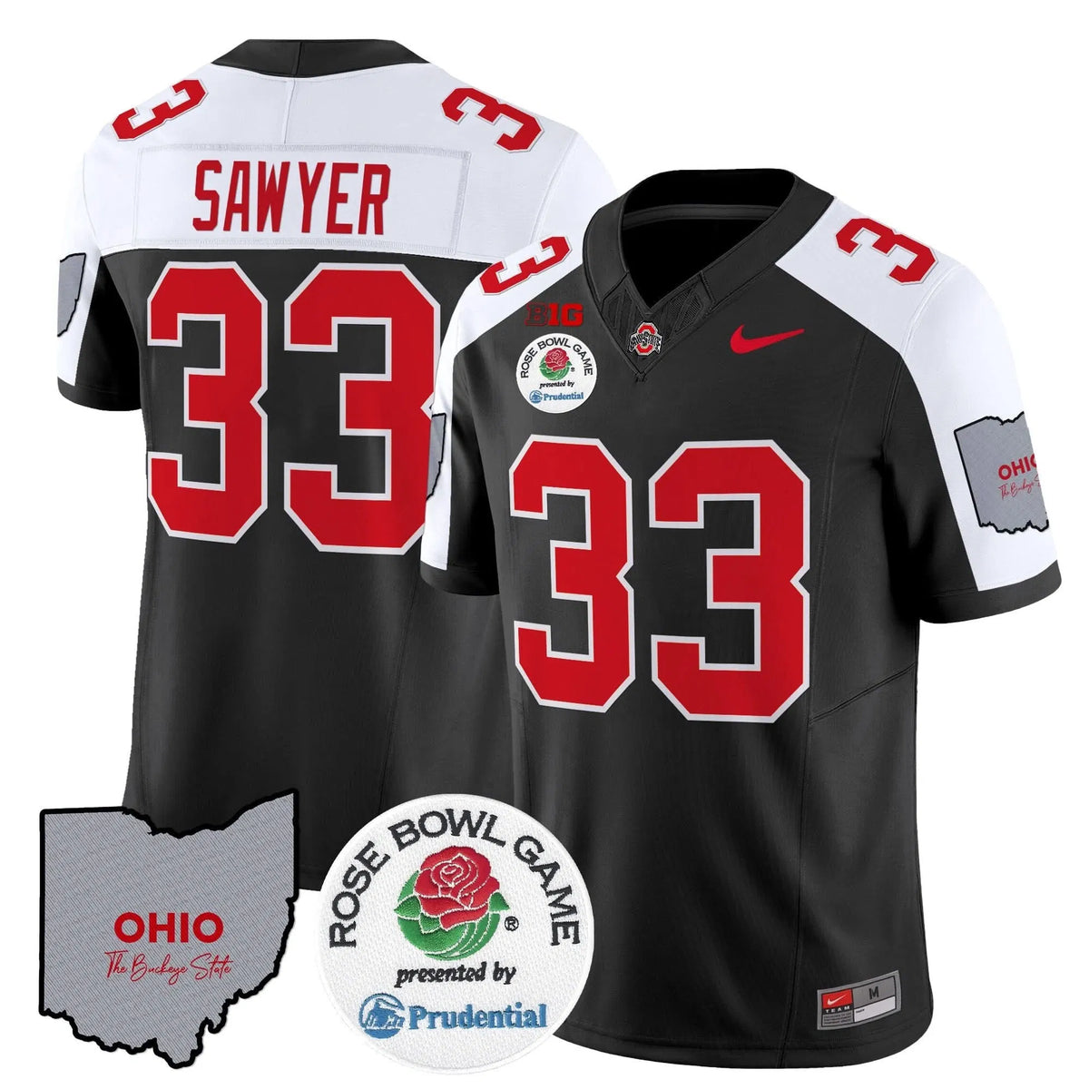 Personalized OSB Rose Bowl Vapor Limited Jersey V2 - Black Alternate / Jack Sawyer Stitched