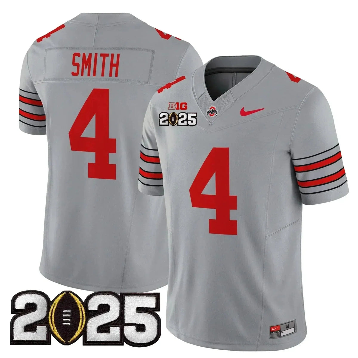 Personalized OSB Jeremiah Smith 2026 Patch Jersey - Gray Stitched