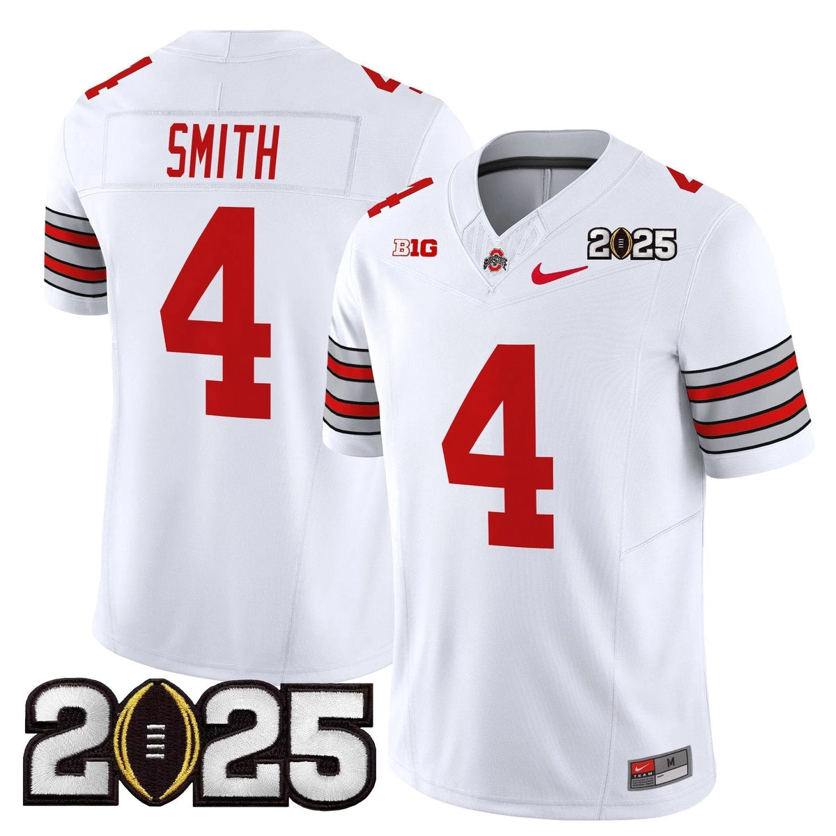 Personalized OSB 'Heritage Stripe' 2026 CFP Final Patch Vapor Limited Jersey - White / Jeremiah Smith Stitched
