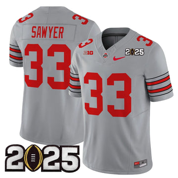 Personalized OSB 'Heritage Stripe' 2026 CFP Final Patch Vapor Limited Jersey - Gray / Jack Sawyer Stitched