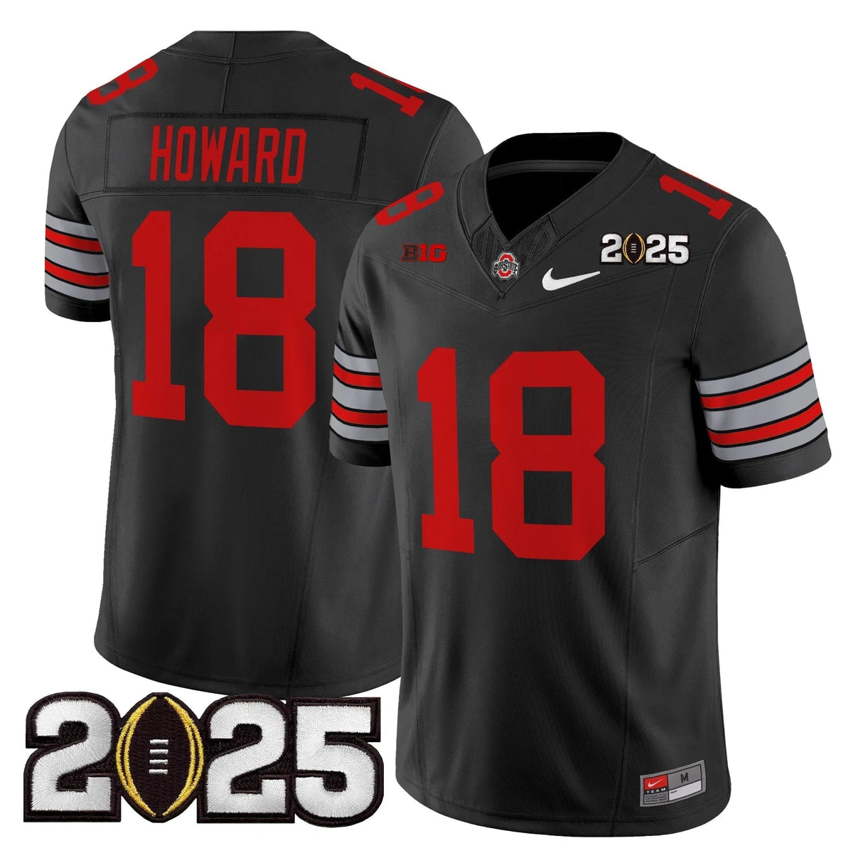 Personalized OSB 'Heritage Stripe' 2026 CFP Final Patch Vapor Limited Jersey - Black / Will Howard Stitched