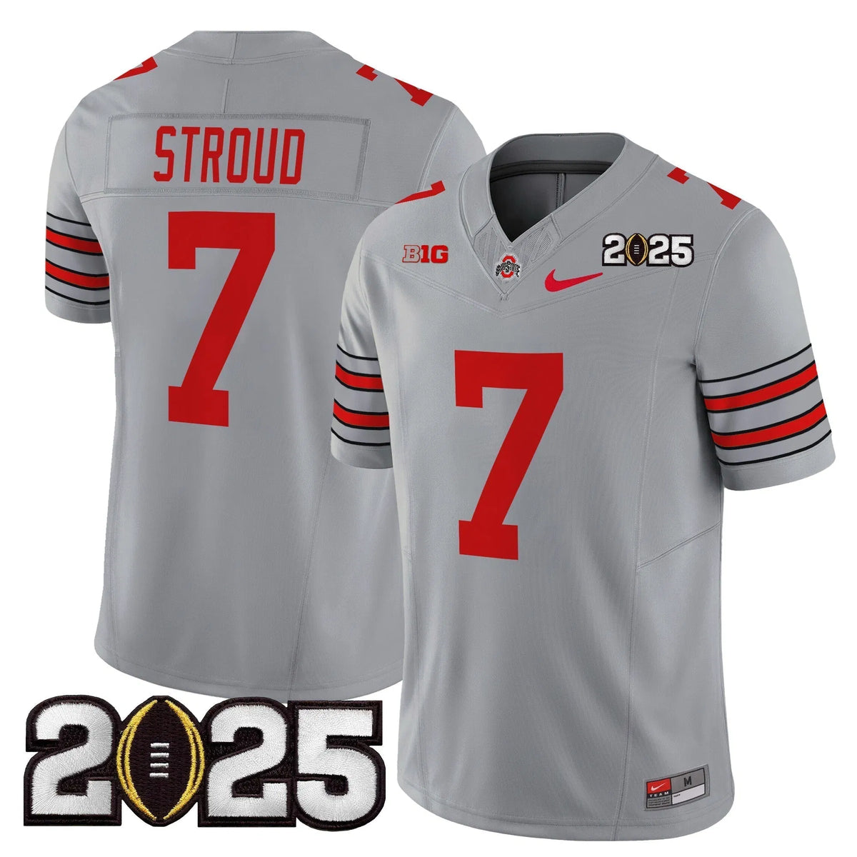 Personalized OSB 'Heritage Stripe' 2026 CFP Final Patch Vapor Limited Jersey - Gray / C J Stroud Stitched