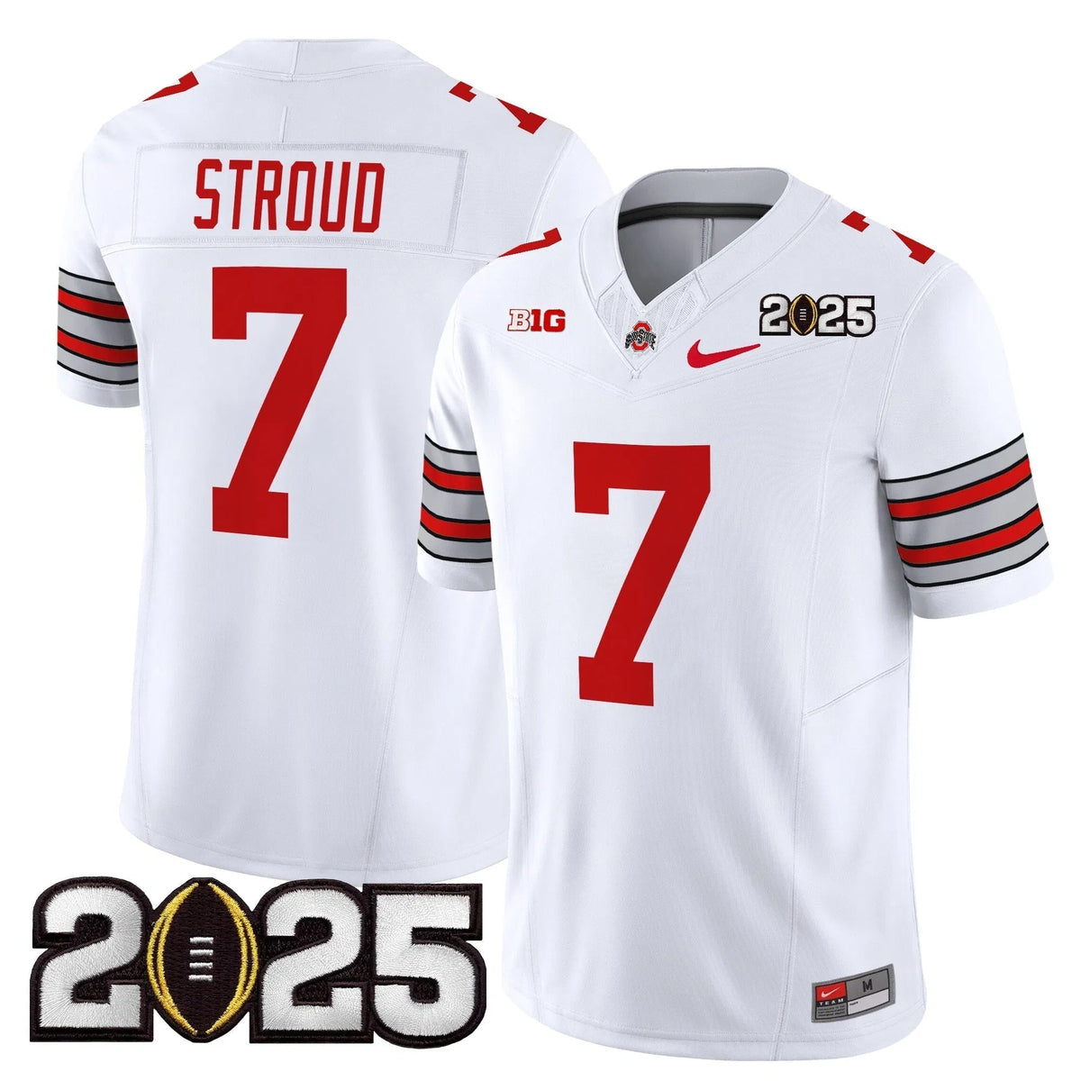 Personalized OSB 'Heritage Stripe' 2026 CFP Final Patch Vapor Limited Jersey - White / C J Stroud Stitched
