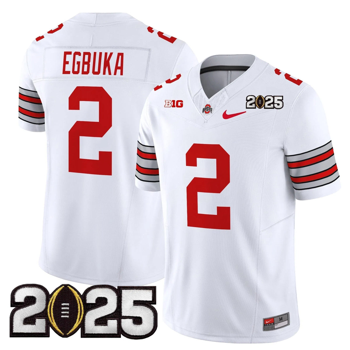 Personalized OSB 'Heritage Stripe' 2026 CFP Final Patch Vapor Limited Jersey - White / Emeka Egbuka Stitched