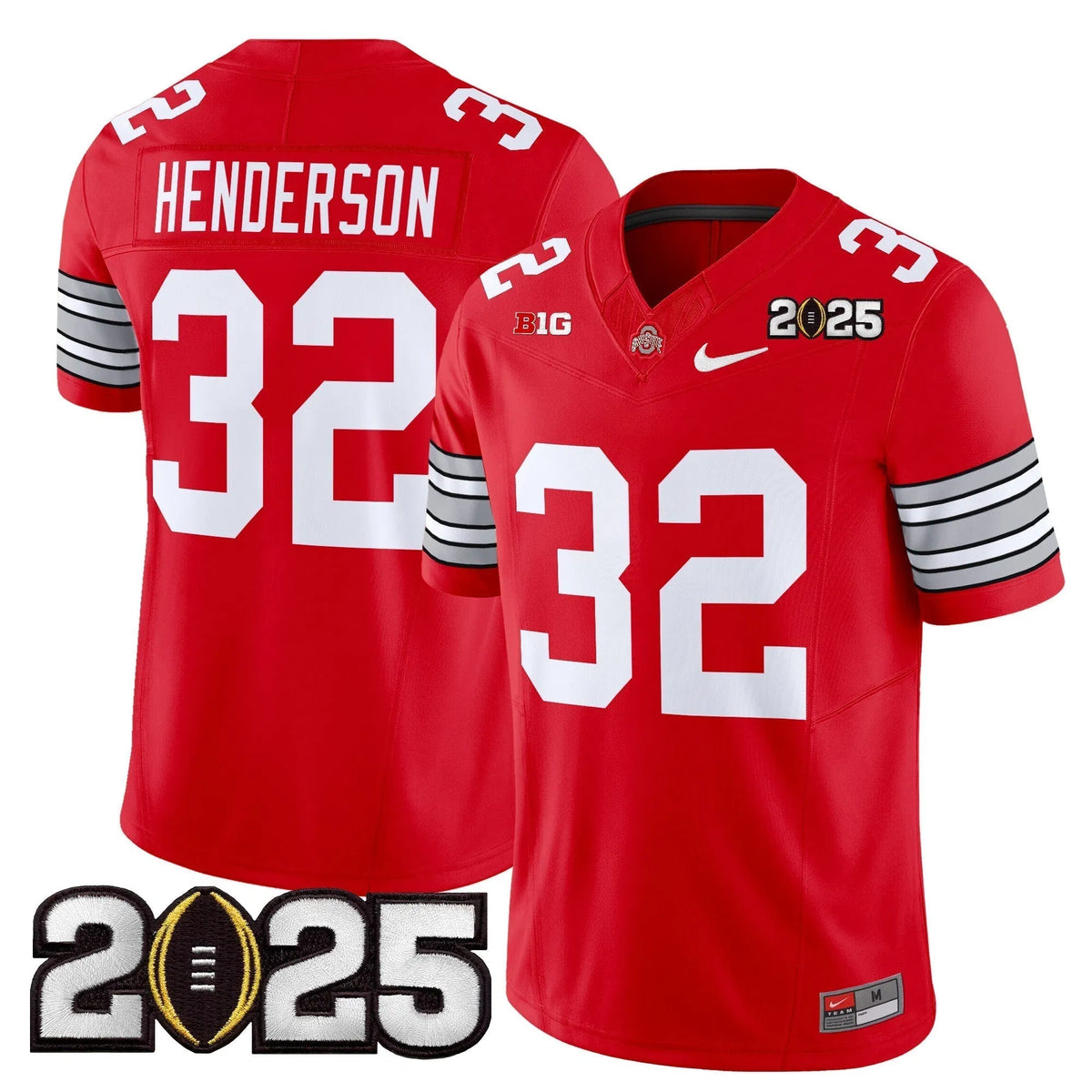 Personalized OSB 'Heritage Stripe' 2026 CFP Final Patch Vapor Limited Jersey - Red / Treveyon Henderson Stitched