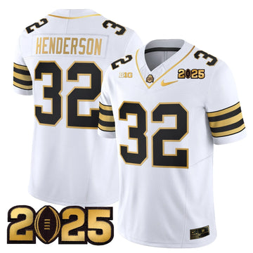 Personalized OSB 'Heritage Stripe' CFP Final Patch Gold Vapor Limited Jersey - White Gold / Treveyon Henderson Stitched