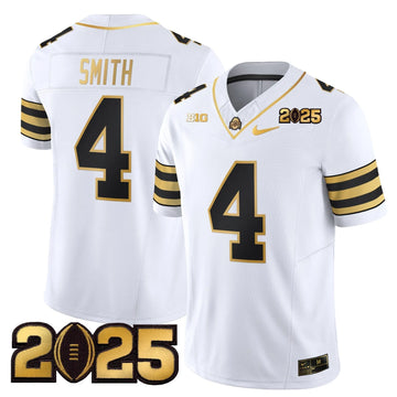 Personalized OSB 'Heritage Stripe' CFP Final Patch Gold Vapor Limited Jersey - White Gold / Jeremiah Smith Stitched