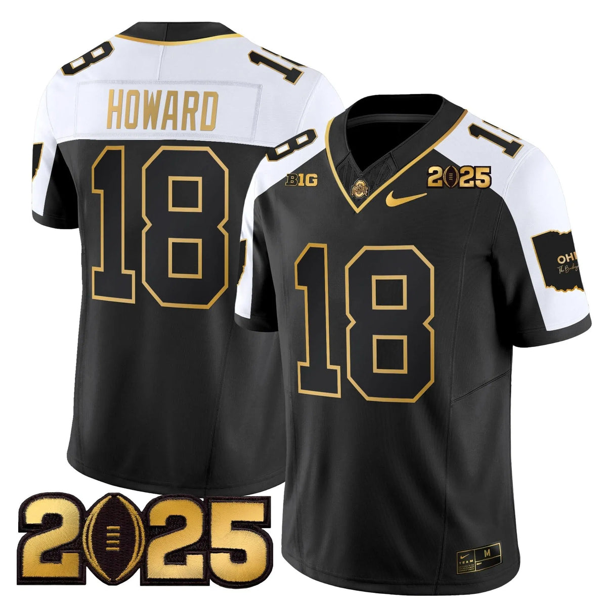 Personalized OSB 'Heritage Stripe' CFP Final Patch Gold Vapor Limited Jersey - Alternate / Will Howard Stitched