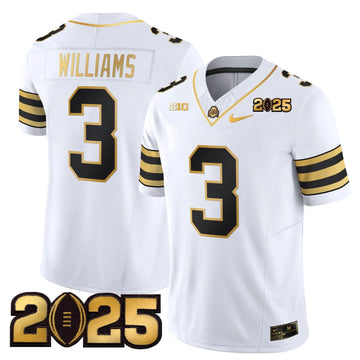 Personalized OSB 'Heritage Stripe' CFP Final Patch Gold Vapor Limited Jersey - White Gold / Miyan Williams Stitched