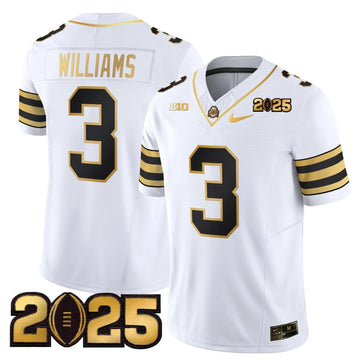 Personalized OSB 'Heritage Stripe' CFP Final Patch Gold Vapor Limited Jersey - White Gold / Miyan Williams Stitched