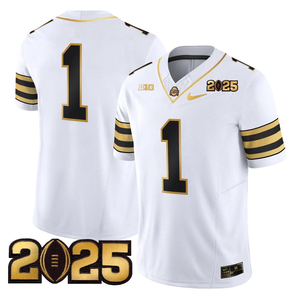 Personalized OSB 'Heritage Stripe' CFP Final Patch Gold Vapor Limited Jersey - White Gold / #1 Team Stitched