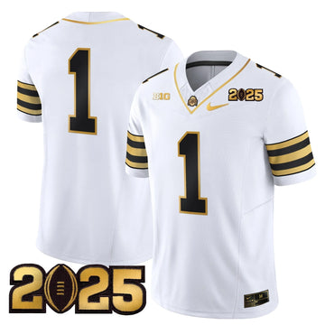 Personalized OSB 'Heritage Stripe' CFP Final Patch Gold Vapor Limited Jersey - White Gold / #1 Team Stitched
