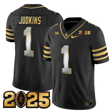 Personalized OSB 'Heritage Stripe' CFP Final Patch Gold Vapor Limited Jersey - Black Limited / Quinshon Judkins Stitched