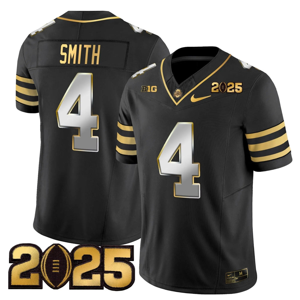 Personalized OSB 'Heritage Stripe' CFP Final Patch Gold Vapor Limited Jersey - Black Limited / Jeremiah Smith Stitched