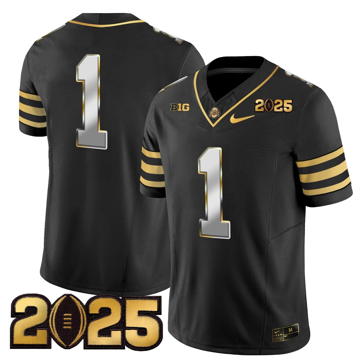 Personalized OSB 'Heritage Stripe' CFP Final Patch Gold Vapor Limited Jersey - Black Limited / #1 Team Stitched