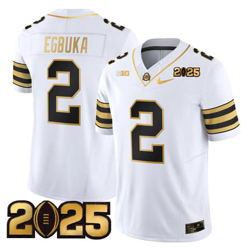 Personalized OSB 'Heritage Stripe' CFP Final Patch Gold Vapor Limited Jersey - White Gold / Emeka Egbuka Stitched