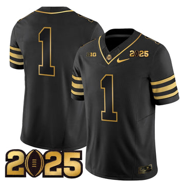 Personalized OSB 'Heritage Stripe' CFP Final Patch Gold Vapor Limited Jersey - Black Gold / #1 Team Stitched
