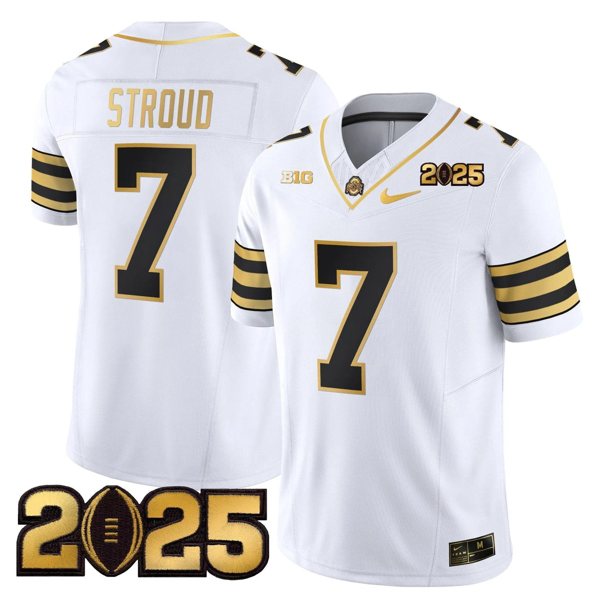 Personalized OSB 'Heritage Stripe' CFP Final Patch Gold Vapor Limited Jersey - White Gold / C J Stroud Stitched