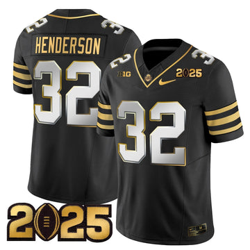 Personalized OSB 'Heritage Stripe' CFP Final Patch Gold Vapor Limited Jersey - Black Limited / Treveyon Henderson Stitched