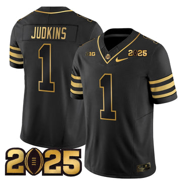 Personalized OSB 'Heritage Stripe' CFP Final Patch Gold Vapor Limited Jersey - Black Gold / Quinshon Judkins Stitched