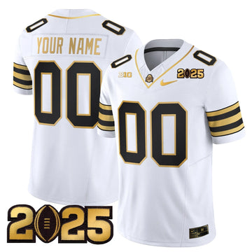 Personalized OSB 'Heritage Stripe' CFP Final Patch Gold Vapor Limited Custom Jersey - White Gold Stitched