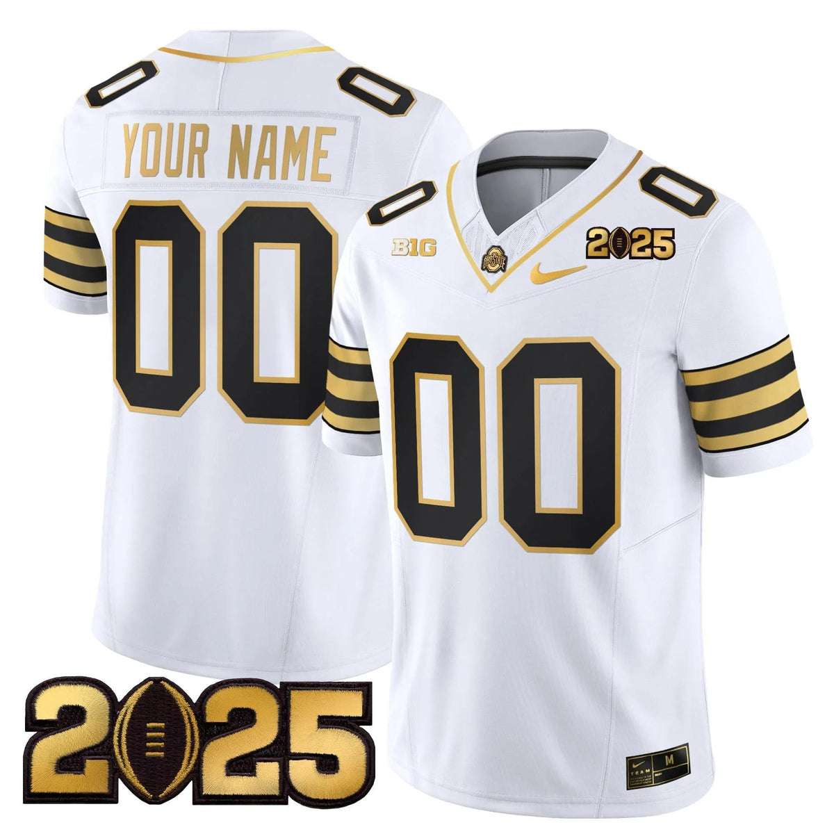 Personalized OSB 'Heritage Stripe' CFP Final Patch Gold Vapor Limited Custom Jersey - White Gold Stitched