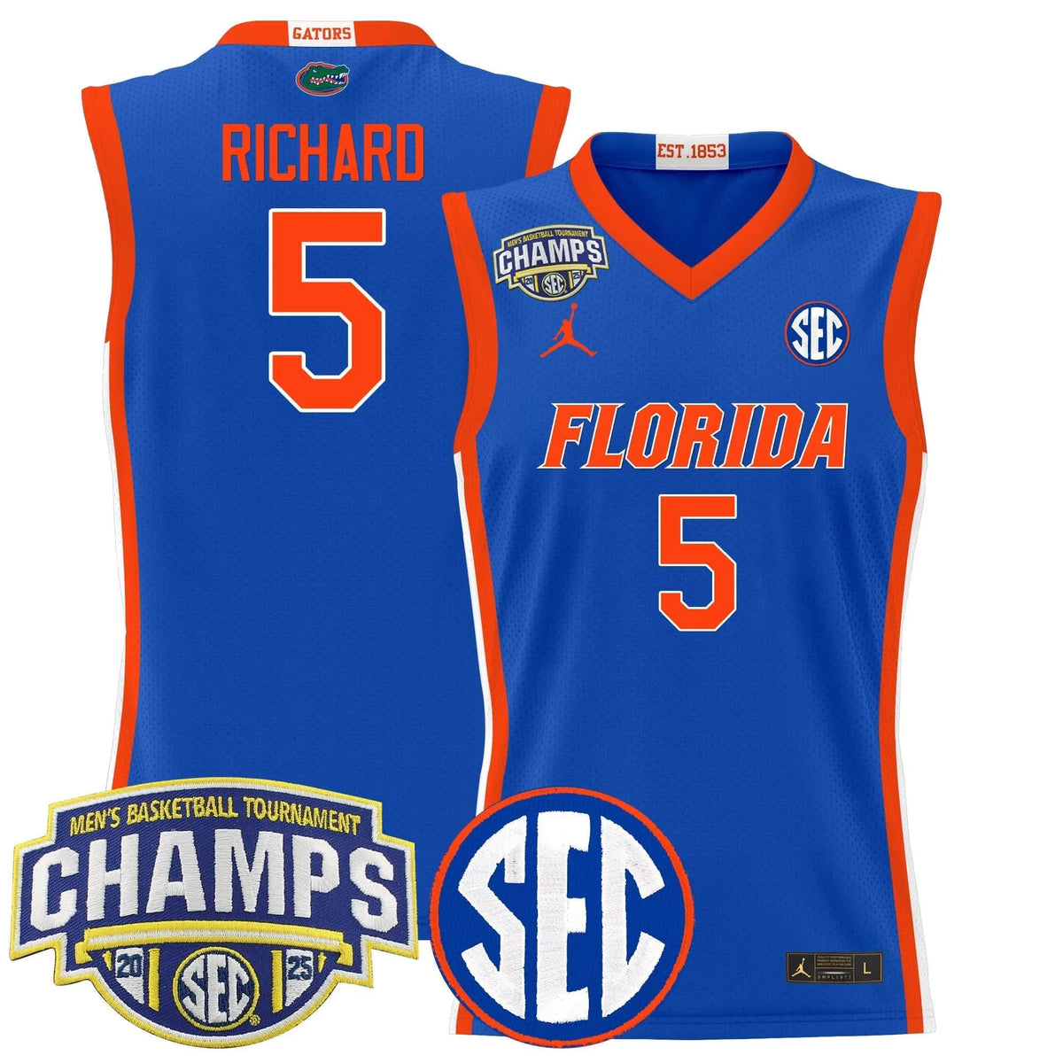 Personalized FG 2026 SEC Conference Tournament Champions Basketball Jersey - Stitched - Royal / Will Richard Stitched