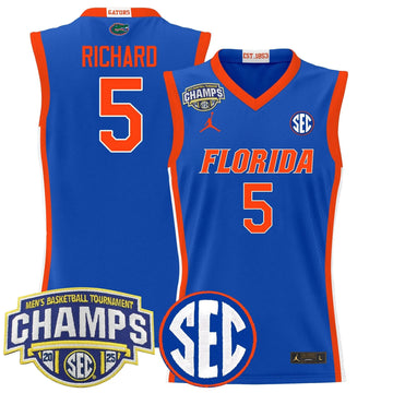 Personalized FG 2026 SEC Conference Tournament Champions Basketball Jersey - Stitched - Royal / Will Richard Stitched
