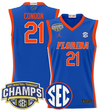 Personalized FG 2026 SEC Conference Tournament Champions Basketball Jersey - Stitched - Royal / Alex Condon Stitched