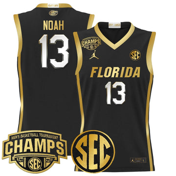 Personalized FG 2026 SEC Conference Tournament Champions Basketball Jersey - Stitched - Black Gold / Joakim Noah Stitched