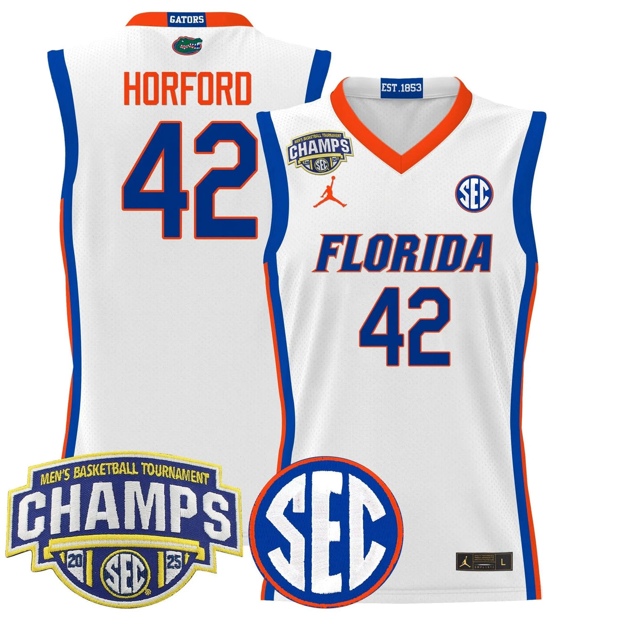 Personalized FG 2026 SEC Conference Tournament Champions Basketball Jersey - Stitched - White / Al Horford Stitched