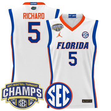 Personalized FG 2026 SEC Conference Tournament Champions Basketball Jersey - Stitched - White / Will Richard Stitched