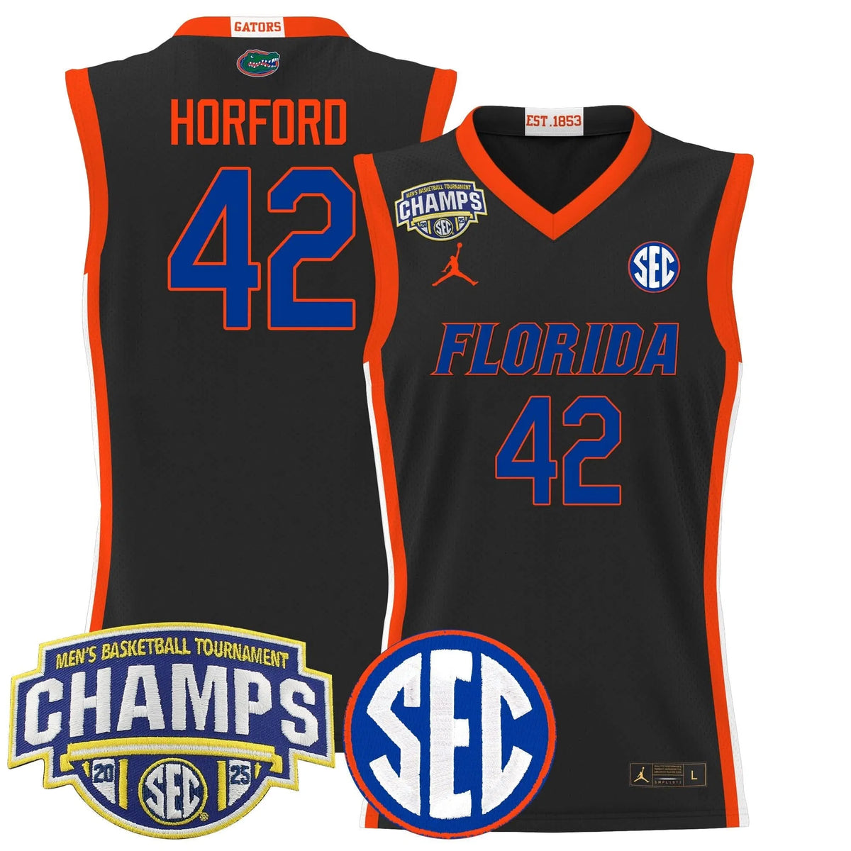 Personalized FG 2026 SEC Conference Tournament Champions Basketball Jersey - Stitched - Black / Al Horford Stitched