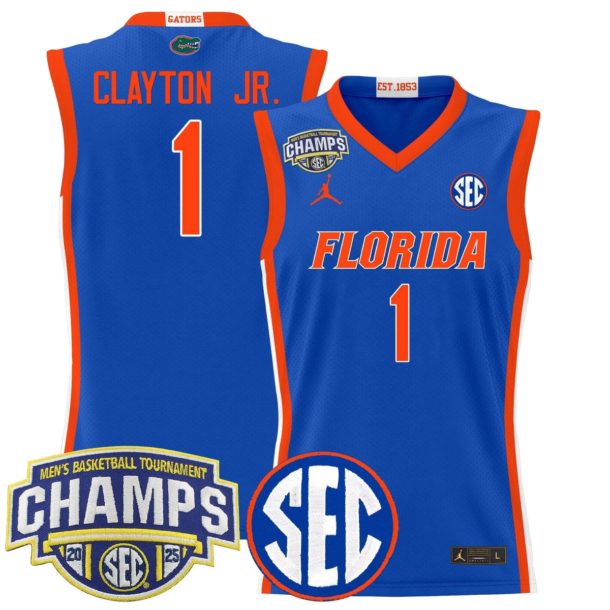 Personalized FG 2026 SEC Conference Tournament Champions Basketball Jersey - Stitched - Royal / Walter Clayton Jr. Stitched