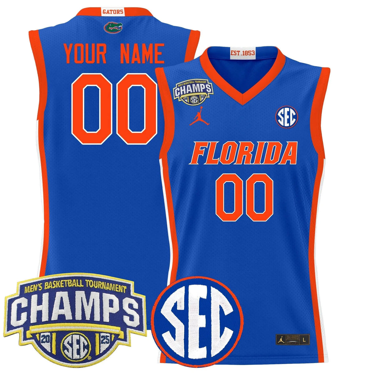 Personalized FG 2026 SEC Conference Tournament Champions Basketball Custom Jersey - Stitched - Royal Stitched