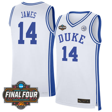 Personalized DUKE Basketball 24/25 Jersey - Final Four Patch - JAMES - 14 / White Stitched