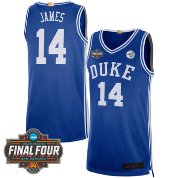 Personalized DUKE Basketball 24/25 Jersey - Final Four Patch - JAMES - 14 / Blue Stitched