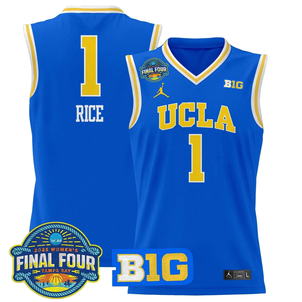 Personalized UCLA 2026 Big Ten Women's Final Four Patch Lightweight Basketball Jersey - Stitched - Royal / Kiki Rice Stitched