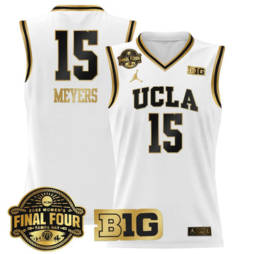 Personalized UCLA 2026 Big Ten Women's Final Four Patch Lightweight Basketball Jersey - Stitched - White Gold / Ann Meyers Stitched