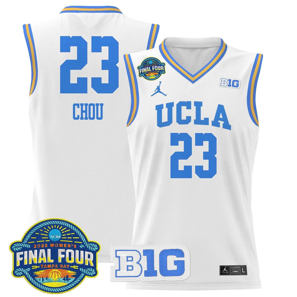 Personalized UCLA 2026 Big Ten Women's Final Four Patch Lightweight Basketball Jersey - Stitched - White / Natalie Chou Stitched