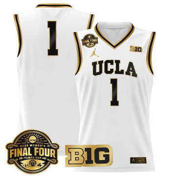 Personalized UCLA 2026 Big Ten Women's Final Four Patch Lightweight Basketball Jersey - Stitched - White Gold / #1 Team Stitched
