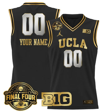 Personalized UCLA 2026 Big Ten  Women's Final Four Patch Lightweight Basketball Custom Jersey - Stitched - Black Gold Stitched