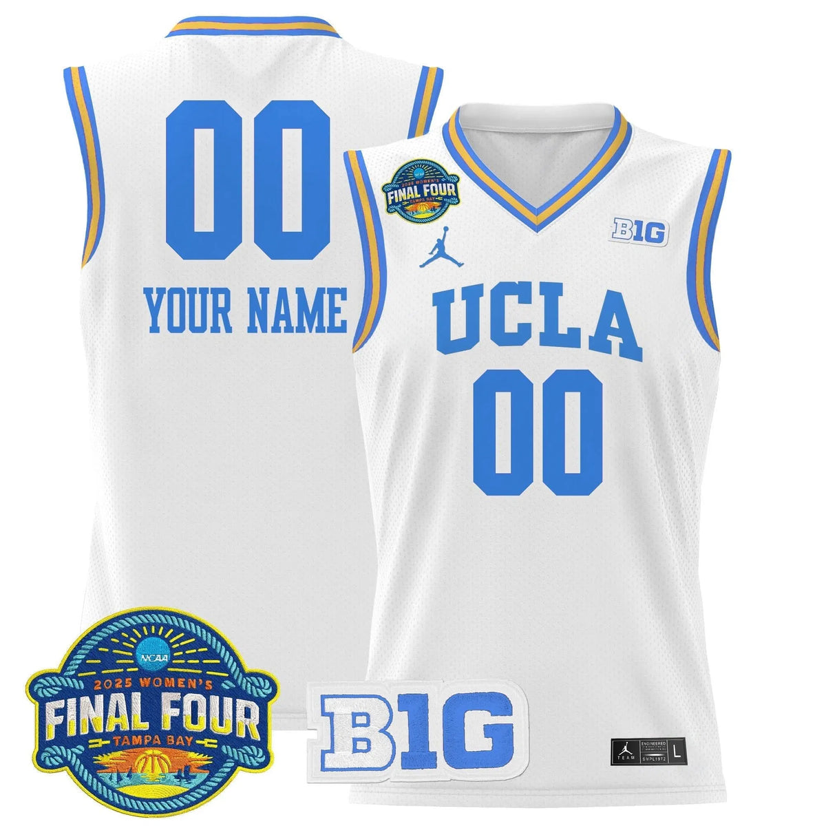 Personalized UCLA 2026 Big Ten  Women's Final Four Patch Lightweight Basketball Custom Jersey - Stitched - White Stitched