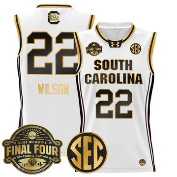 Personalized SCG 2026 Sec Women's Final Four Patch Lightweight Basketball Jersey - Stitched - White Gold / A'ja Wilson Stitched