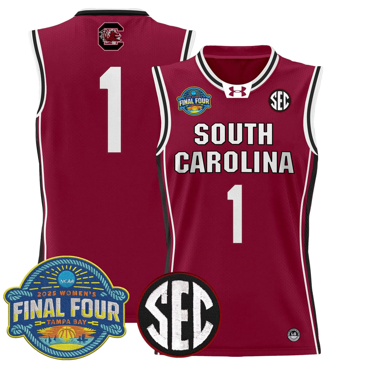 Personalized SCG 2026 Sec Women's Final Four Patch Lightweight Basketball Jersey - Stitched - Garnet / #1 Team Stitched