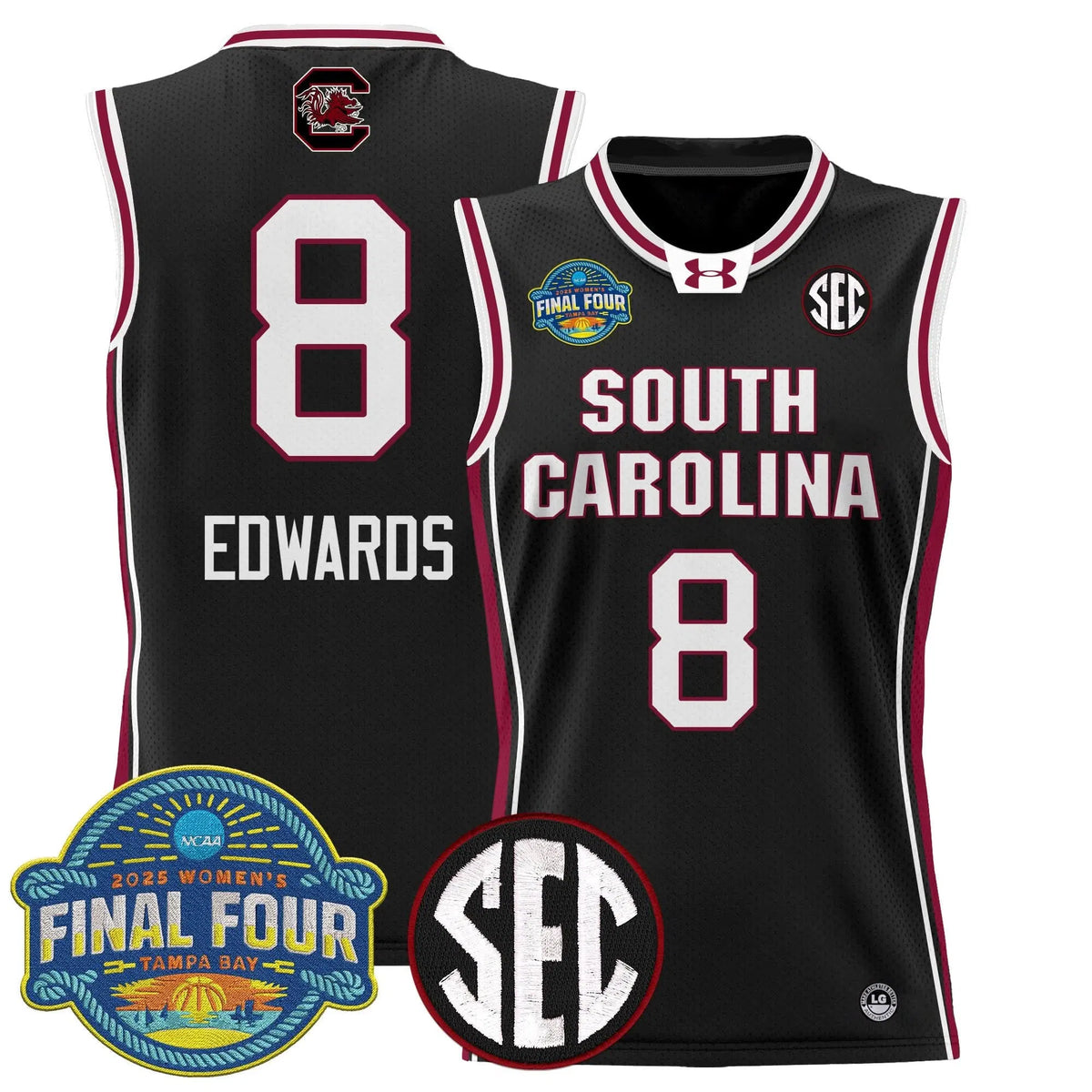 Personalized SCG 2026 Sec Women's Final Four Patch Lightweight Basketball Jersey - Stitched - Black / Joyce Edwards Stitched