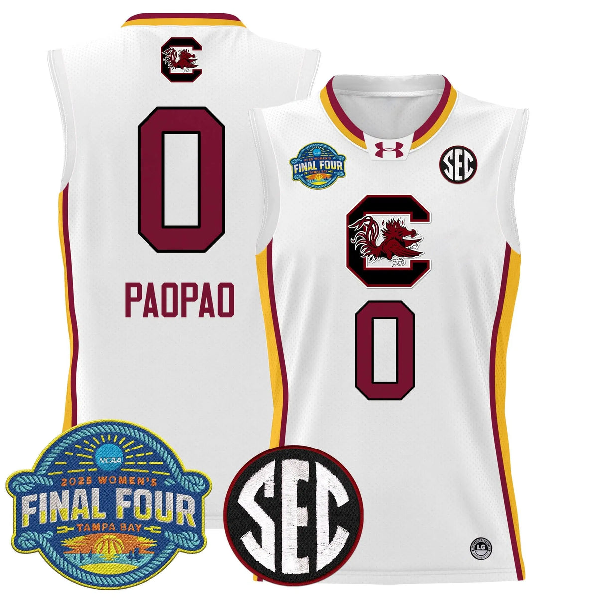 Personalized SCG 2026 Sec Women's Final Four Patch Lightweight Basketball Jersey - Stitched - White Limited / Te-Hina Paopao Stitched