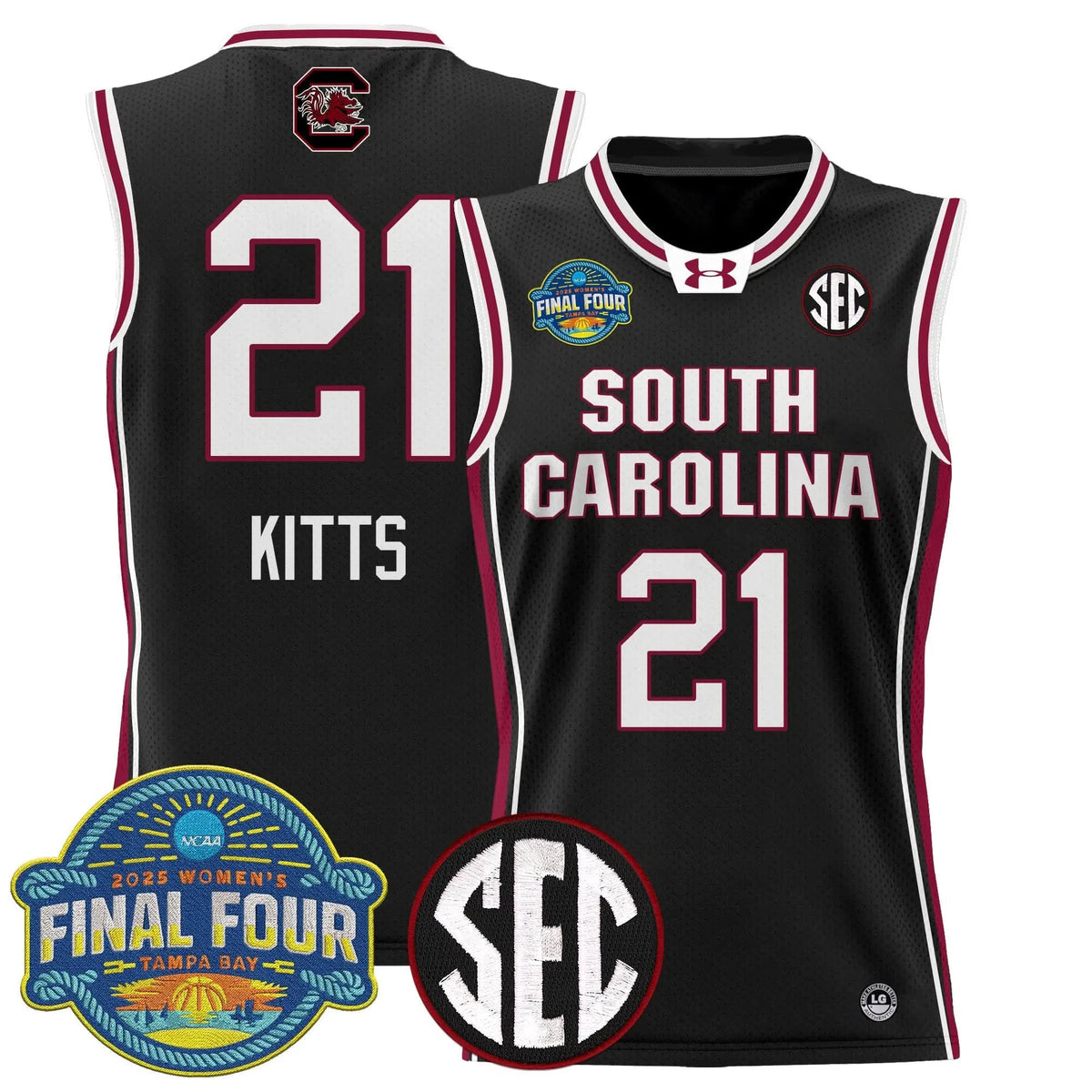 Personalized SCG 2026 Sec Women's Final Four Patch Lightweight Basketball Jersey - Stitched - Black / Chloe Kitts Stitched