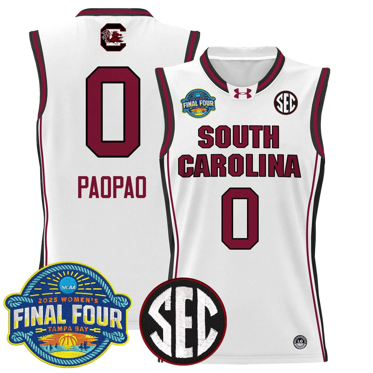 Personalized SCG 2026 Sec Women's Final Four Patch Lightweight Basketball Jersey - Stitched - White / Te-Hina Paopao Stitched